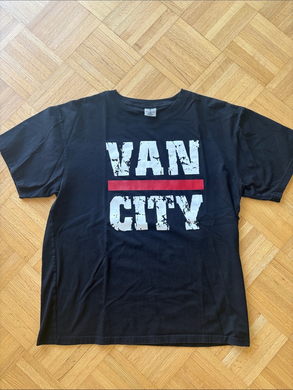 Men's Black 'VAN CITY' Graphic Tee with White & Red Print